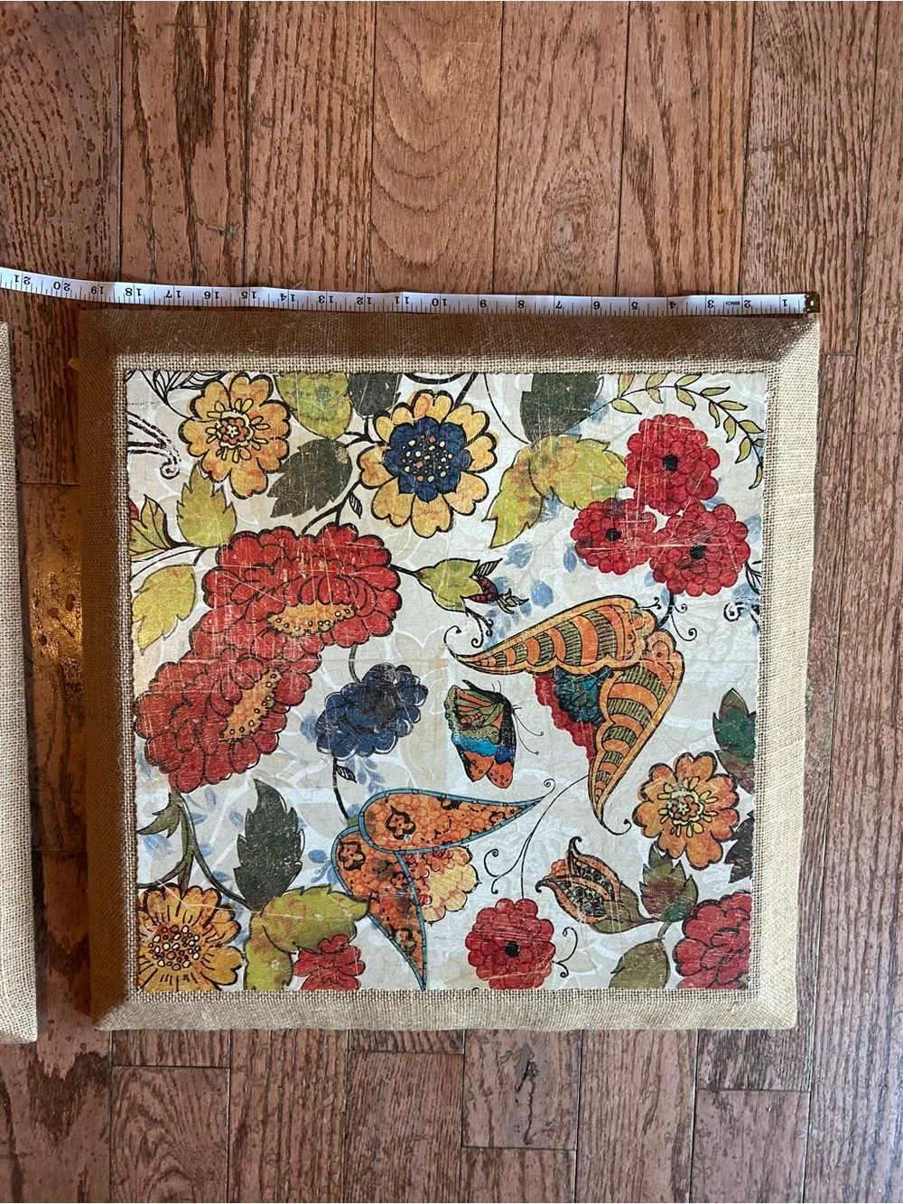 Sue Schlabach Floral Butterfly Canvas set 2Wall Art Pair in Red, Yellow & Orange